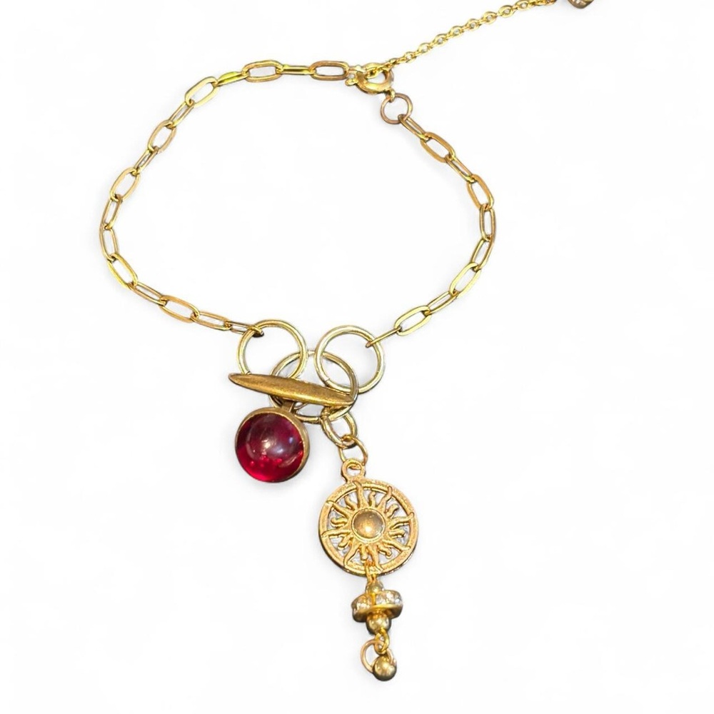 Saturlina inspired Gold and Red Charm Bracelet